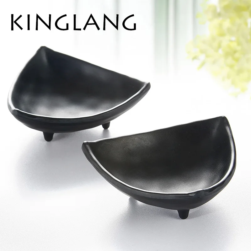 KINGLANG 1PC Irregular Plastic Melamine Black Cheese Bowls Sauce Dish Unique Design For Restaurant Household KINGLANG 1PC Irregular Plastic Melamine Black Cheese Bowls Sauce Dish Unique Design For Restaurant Household