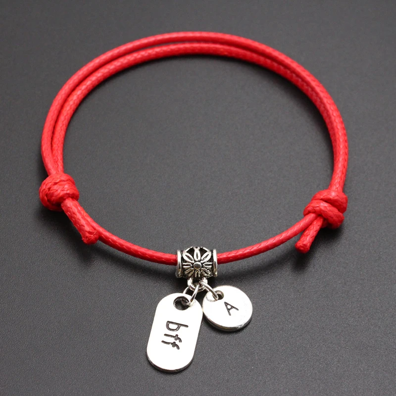 

A-Z Letters bff Best Friend Forever Pendant Red Thread String Bracelet Handmade Diy Lucky Rope Bracelet For Women Men Jewelry
