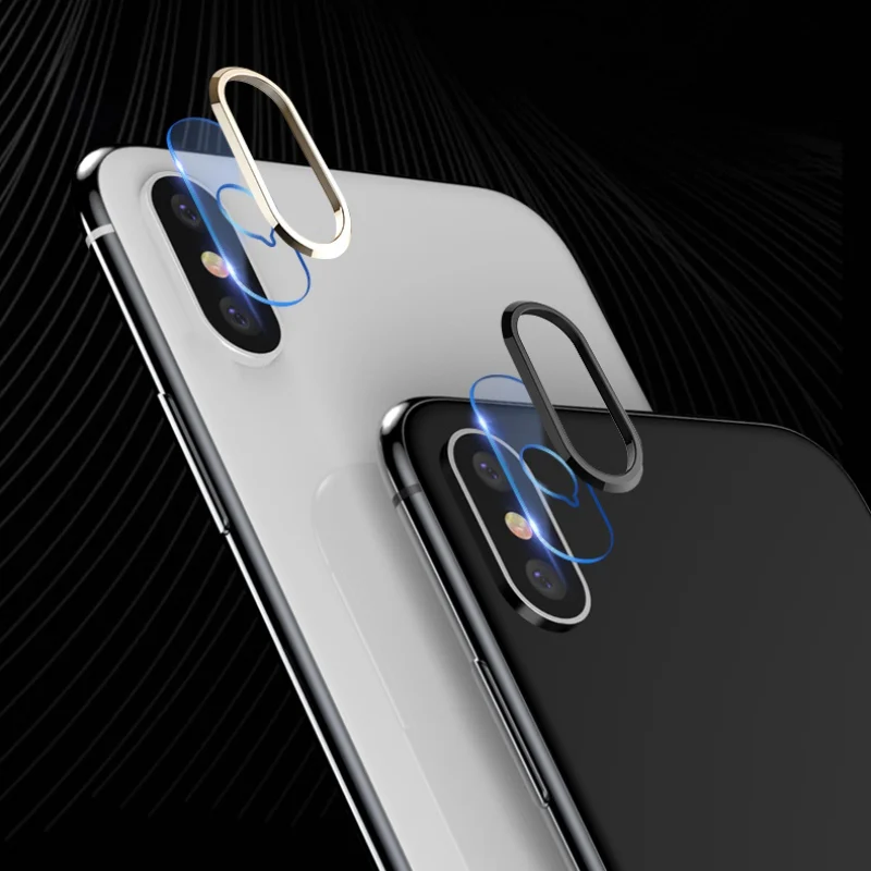 

Camera Lens Screen Protector For iPhone X 8Transparent Tempered Glass+Metal Rear Lens Protective Ring For iPhone X 8 7 Plus