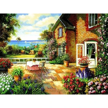 

Seaside Yard Scenery DIY Digital Painting By Numbers Modern Wall Art Canvas Painting Unique Gift Home Decor 40x50cm