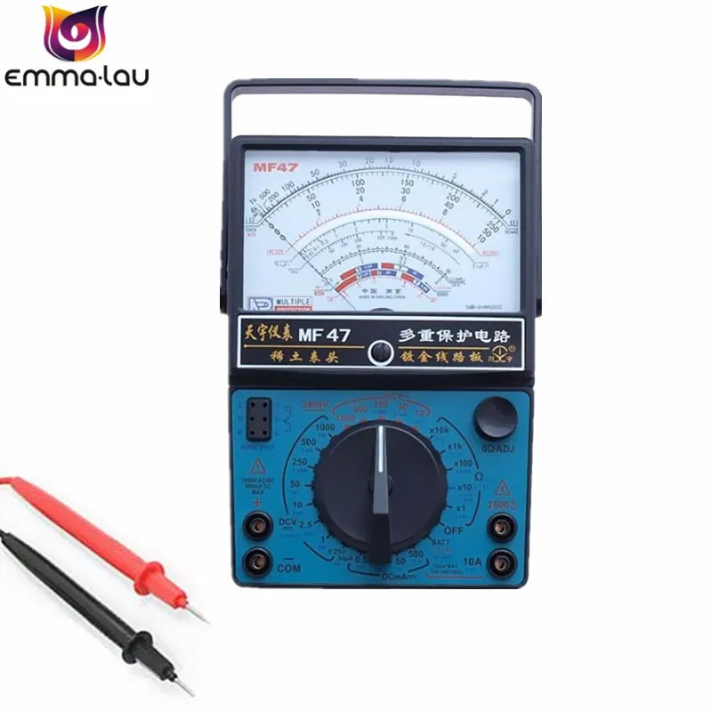 MF47 50uA 500mA DC AC Analog Pointer Multimeter 10A 2500V Max Voltage