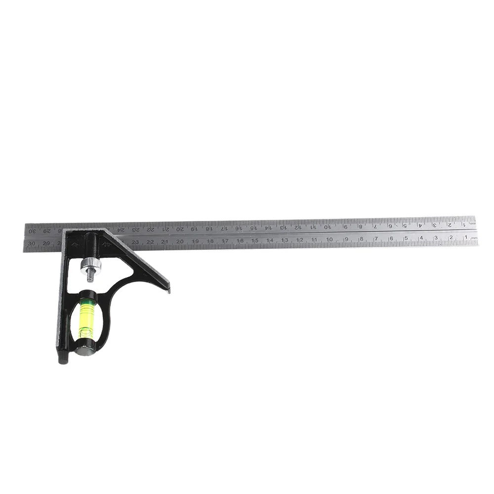 1PC Precise Stainless Steel Adjustable Ruler Combination Level Gauge Square Angle Metric Ruler School Stationery Office Supplies