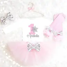 Пользовательские снежинки первый день рождения боди для новорожденного, для младенца торт разбивают пачка Комбинезоны леггинсы комплекты одежды детские Душ вечерние сувениры