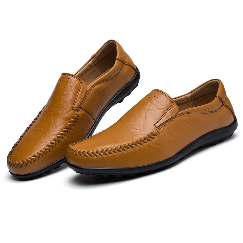 Высококачественная Мужская обувь из натуральной кожи; Мягкие Мокасины; мужская обувь на плоской подошве; модные брендовые мужские лоферы; дышащая обувь для вождения