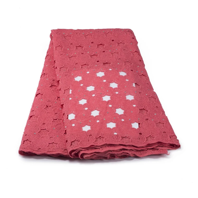 

5yard African Lace Fabric 2017 With Stones wholesale tulle lace material red color For Wedding dress fc17-tec 5y