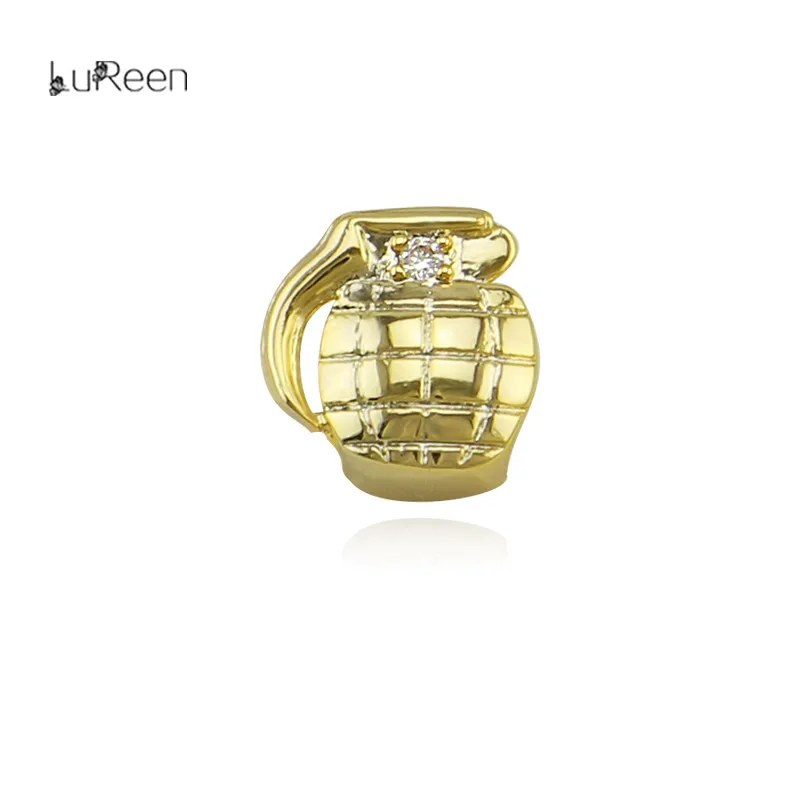 

LuReen Gold Teeth Grills Single Grenade Tooth Grills Dental Top & Bottom Teeth Caps Halloween Party Jewelry XHYT1057