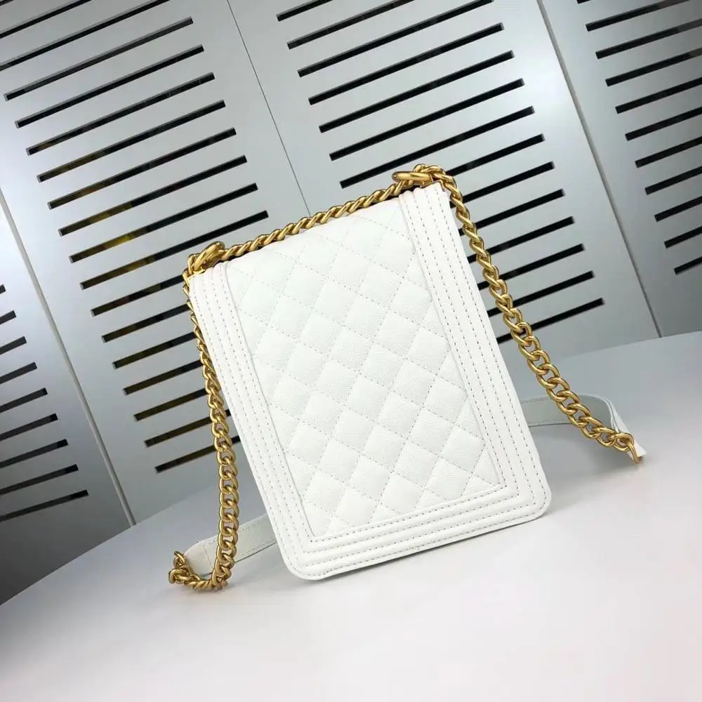 

New Women Bag 2019 Luxury Brand Shoulder Bag Le Boy Handbag Genuine Leather with Chain Fashion Caviar Leather Messenger Bags
