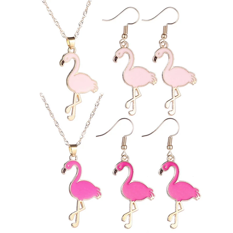 

Cute Animal Bird Jewelry Set Flamingo Necklace Flamingo Earring Cute Necklace Earings Jewelry Set For Women Girls