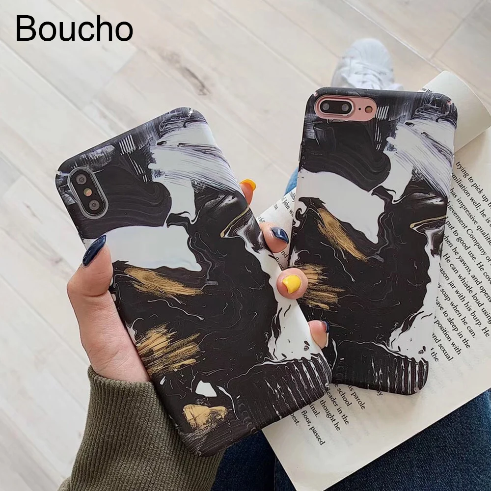 Винтажные цветные мраморные Чехлы Boucho для iphone XS MAX XR X модный матовый чехол 7 8 6 6s plus