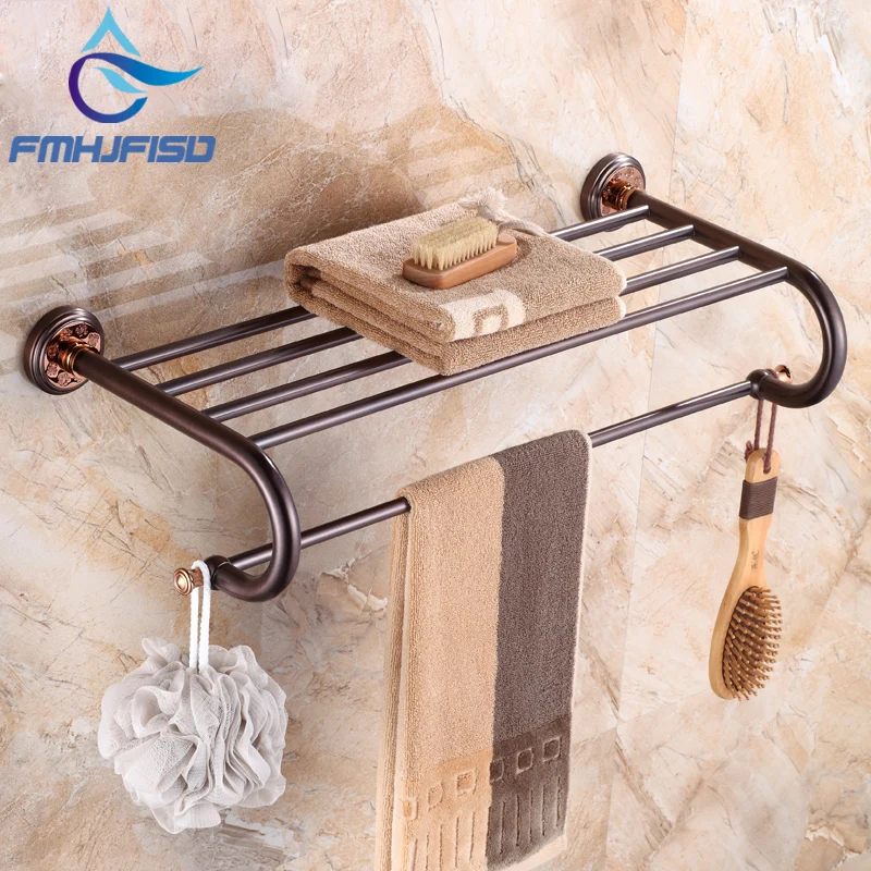 

Promotion Oil Rubbed Bronze Towel Shelf with Single Towel Bar Wall Mounted Bathroom Accessories