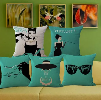 

Audrey Hepburn Beautiful Elegant Fashion Star Massager Lumbar Pillowcover Decorative Vintage Pillows Home Decoration Gift