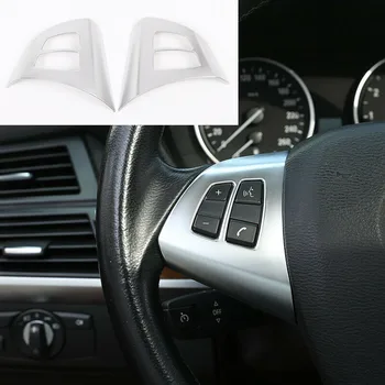 

Accessory Steering wheel trim Parts 2pcs Frame Silver For BMW X5 E70 2008-2013