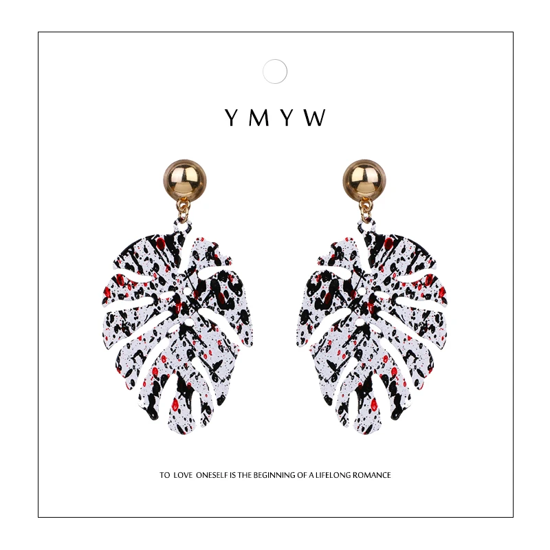 

YMYW Trendy Personalized Big Leaf Plant Drop Dangle Bohemian Charm Statement Earrings Zinc Alloy For Women Party Christmas Gift