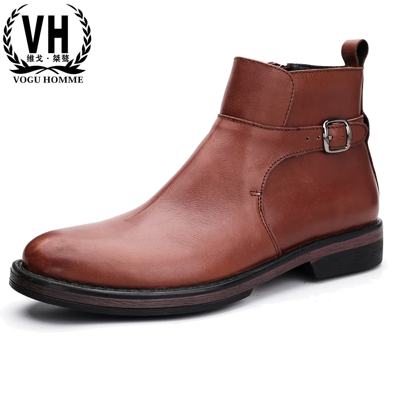 

Martin boots men's casual high top shoes British retro Chelsea boots Genuine leather boots men all-match cowhide military boots