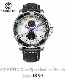 Новая мода Для мужчин S Элитный бренд ochstin часы Для мужчин Военная Униформа спортивный хронограф наручные Кожа Кварцевые часы Relogio Masculino