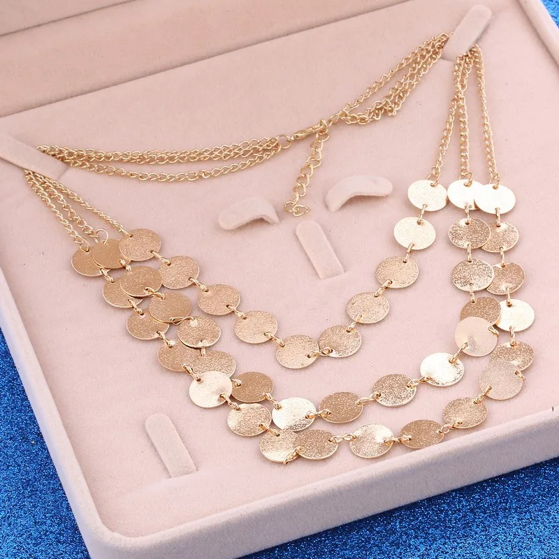 Bijoux Femme Collier Золотой цветной многослойный Блестящий массивный нагрудник Чокеры Колье-чокер для женщин Бохо ювелирные изделия Kolye