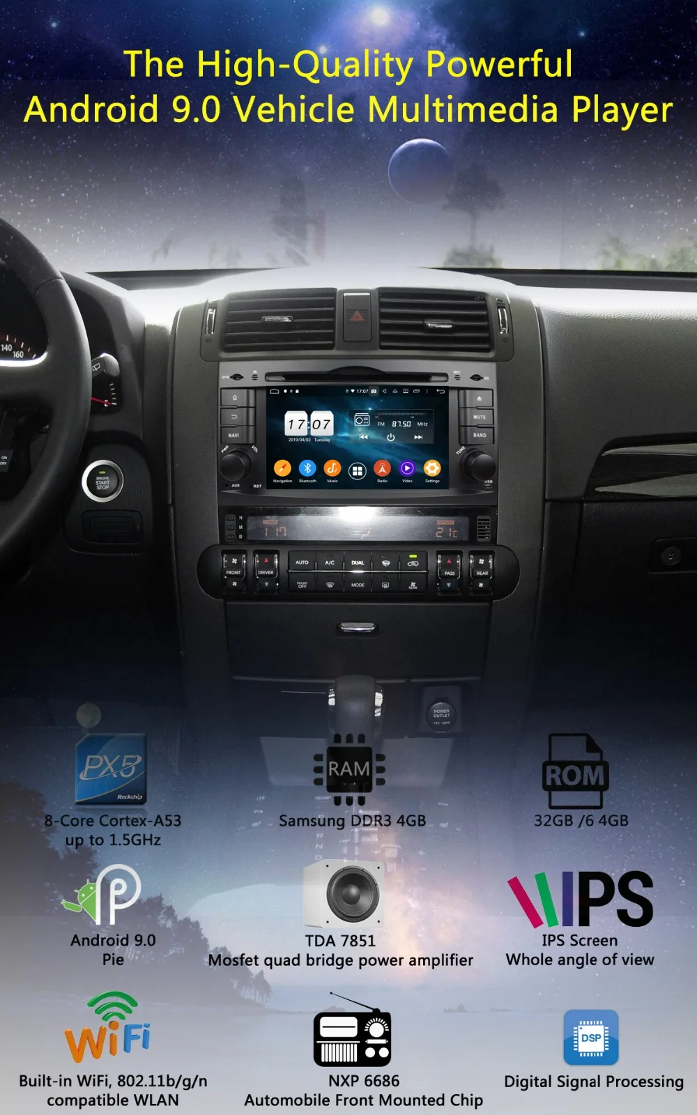 " ips 8Core 4G ram+ 64G rom Android 9,0 автомобильный dvd-плеер для Kia Mohave Borrego 2008- DSP радио gps Parrot BT Adas мультимедиа