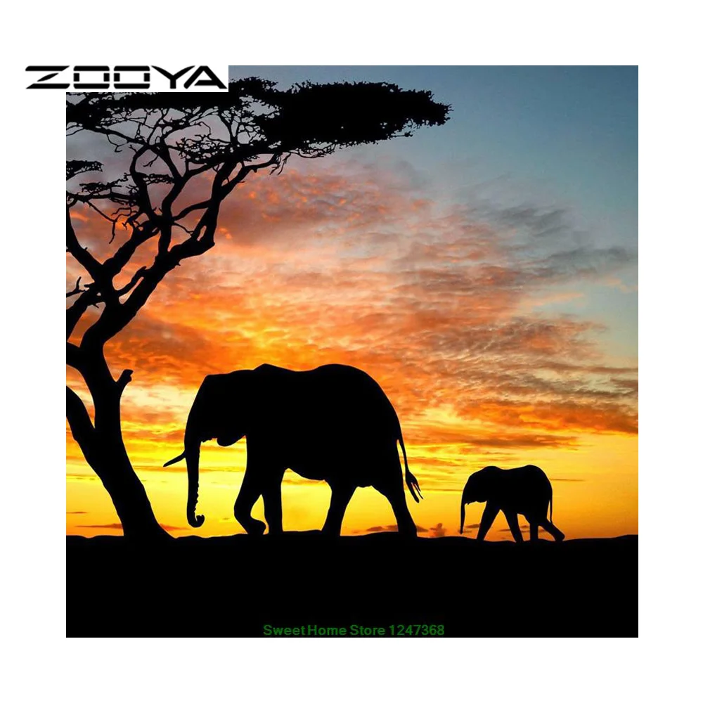 

ZOOYA New Diy Diamond Painting Diamond Mosaic 3D Sets For Diamond Embroidery Needlework Handmade African Elephant Mosaic SF084