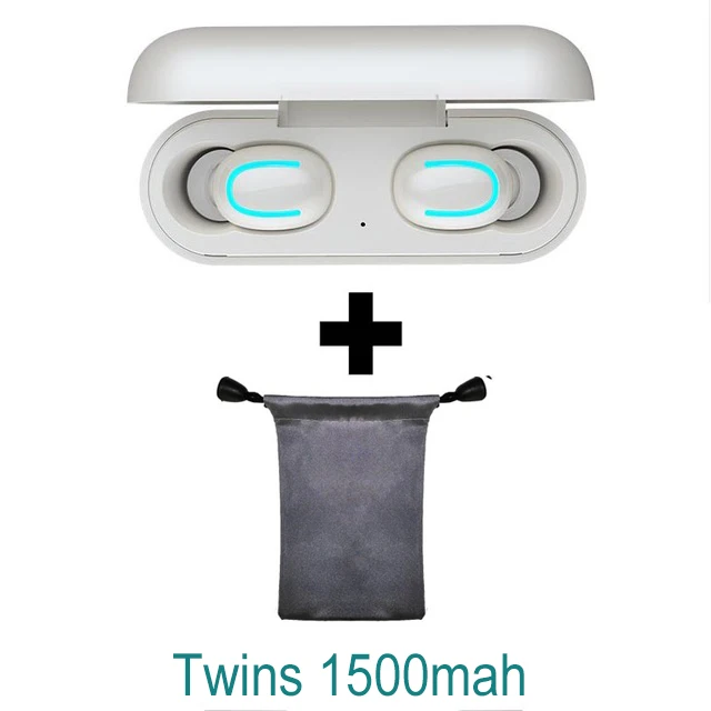 Беспроводные наушники с Bluetooth 5,0 TWS, гарнитура с громкой связью, музыкальные спортивные мини наушники, HD микрофон, шумоподавление, игровые наушники - Цвет: twins white add bag