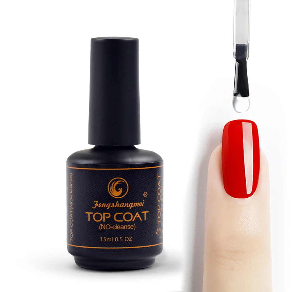 Fengshangmei 15 мл; Гель-лак для ногтей Top Coat без очищения Сияющий Clear Nail Gel топ из бриллиантов пальто - изображение