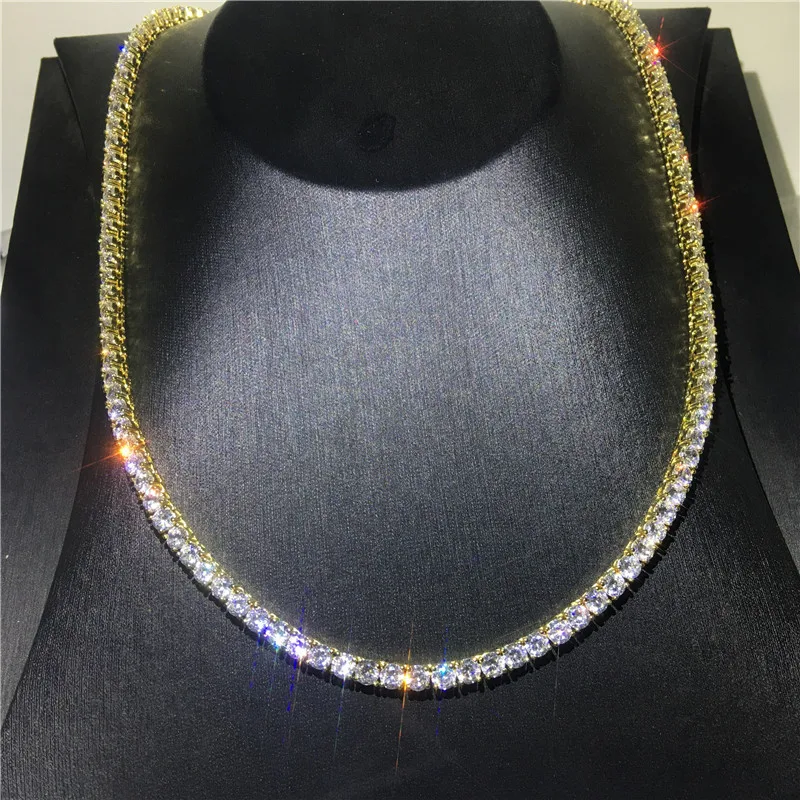 Choucong, роскошное теннисное ожерелье, 4 мм, AAAAA Cz, серебряная цепочка, вечерние, свадебные ожерелья для женщин, мужская мода, хип-хоп ювелирное изделие, подарок