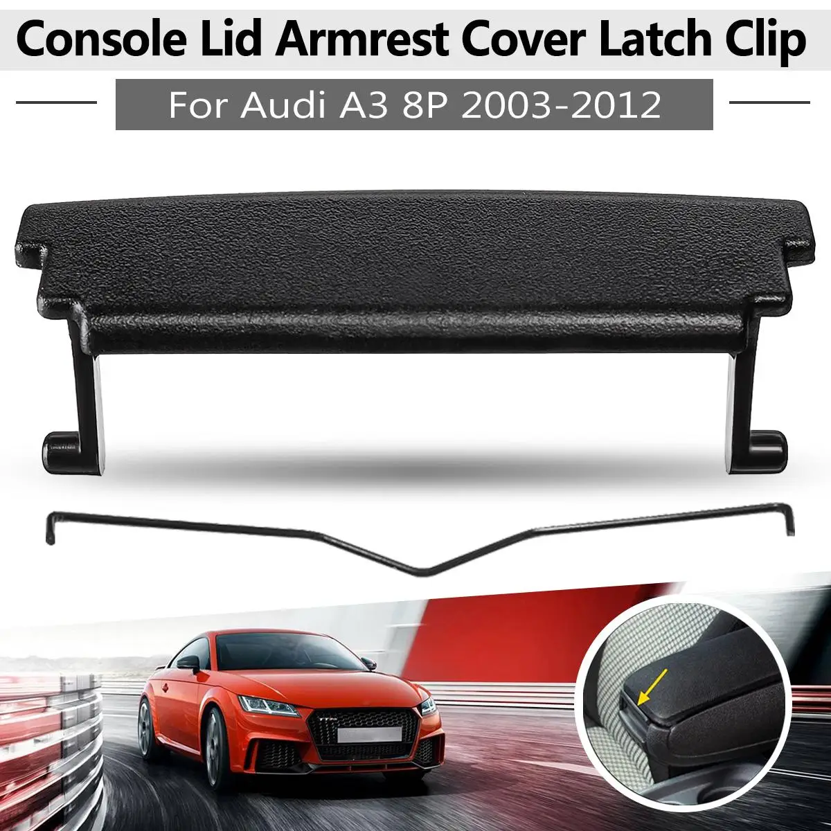 YONGYAO Armres Console Center Accoudoir Cover Lid Latch Clip Black pour Audi A3 8P 2003-2012 Car