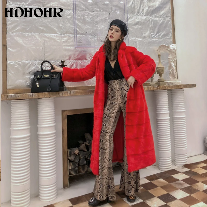 HDHOHR 2025 Real Whole Mink Fur X-Long Coat Factory Direct