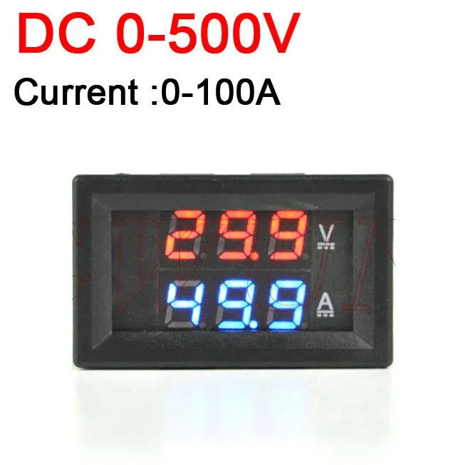 DC 500V 100A двойной дисплей Вольтметр Амперметр индикатор напряжения красный/синий