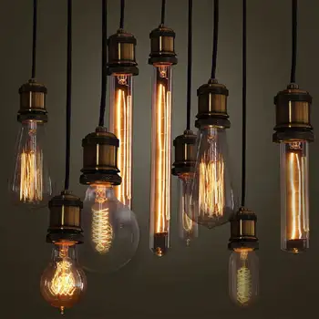 

Vintage Edison Lamp Bulb E27 Incandescent Light 60W Retro Tungsten Filament Candle Light Warm White Lighting Fixture 110/220V