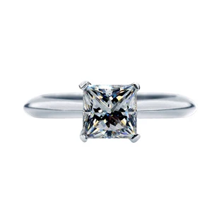

Pure Silver Silver 925 Princess Cut Sona Simulation Diamant Forever Wedding Engagement S925 Ring With Accents (BB)