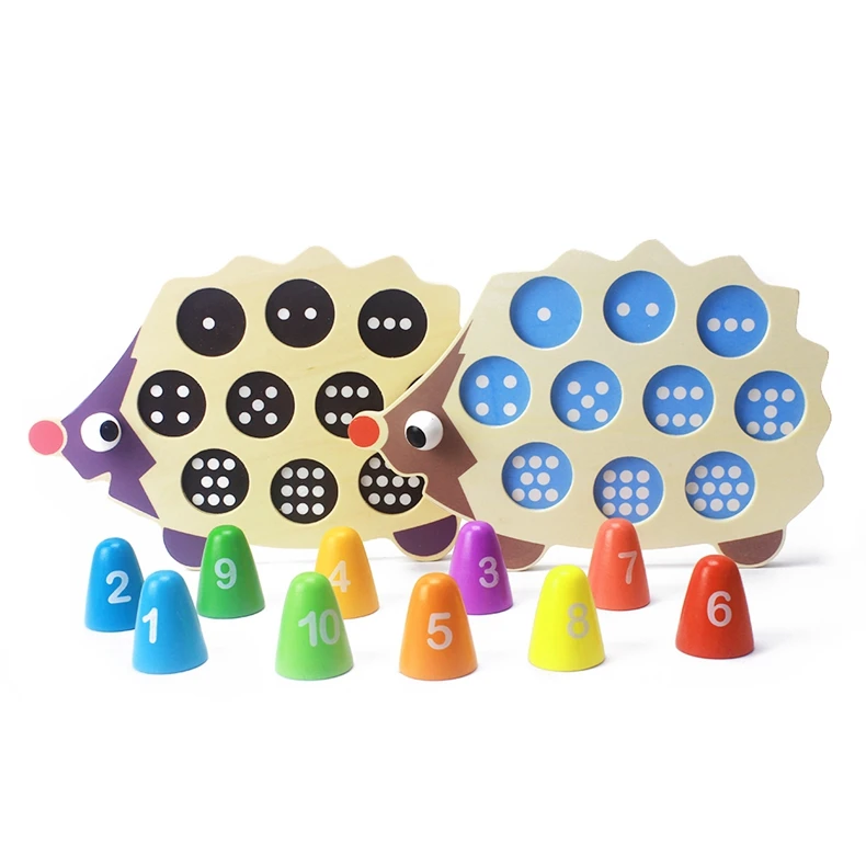 Детские развивающие игрушки, цветной стоматологический домик, Развивающие деревянные математические игрушки, мультяшный цветной Ёжик, материалы по математике
