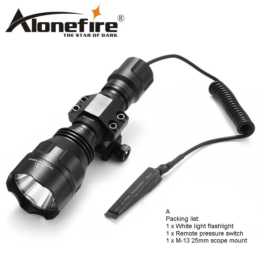 AloneFire C8 CREE XM-L2 T6 светодиодный тактический светильник фонарь страйкбол прицел ружья светильник 18650 перезаряжаемый аккумулятор - Испускаемый цвет: C8 M-13-A