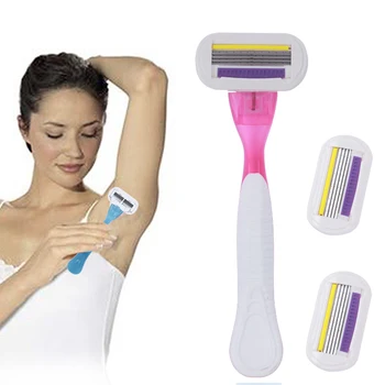 

Professional Women's Shaver & 1/4/8pcs Razor Blade 4 Layer Blades For Shaving Razor Compatible Safety Sharp Replaceable Straight