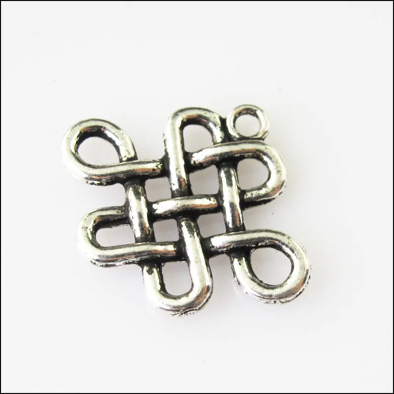 

New 8Pcs Tibetan Silver Tone Flower Chinese Knot Charms Pendants 19x23.5mm