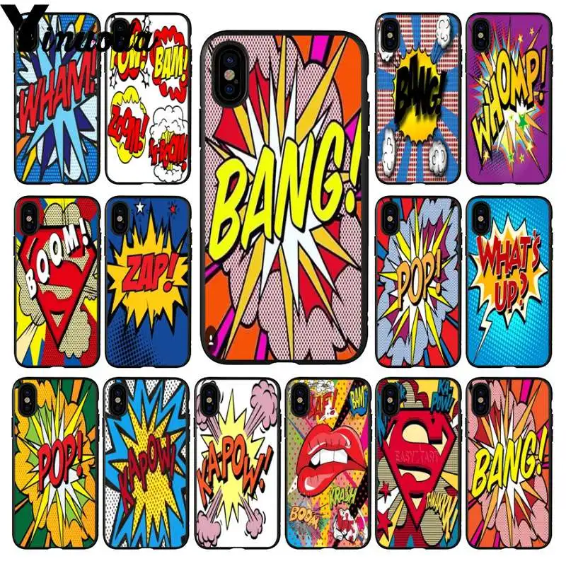 Yinuoda Pop boom kapow bang черный ТПУ мягкий резиновый чехол для телефона iPhone X XS MAX 6 6S 7 7plus 8