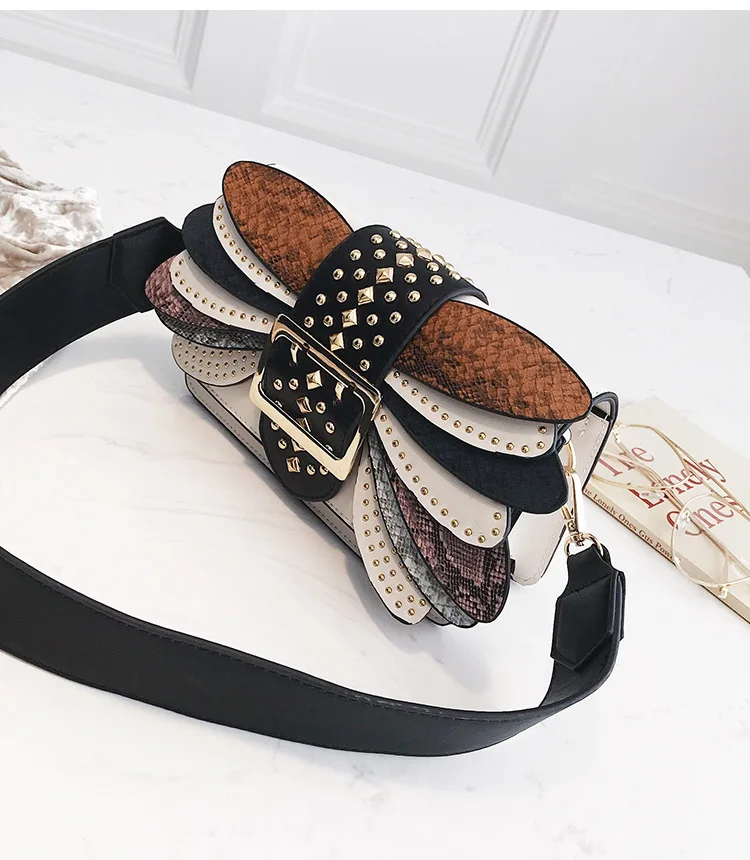 Mulheres bolsa de Couro Rebite bolsa de
