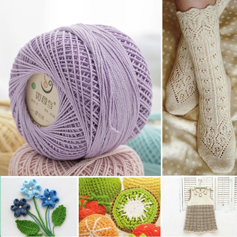 5 Lace Yarn 100 Cotton Lace Yarn 50g/1 balls Thin Crochet Soft