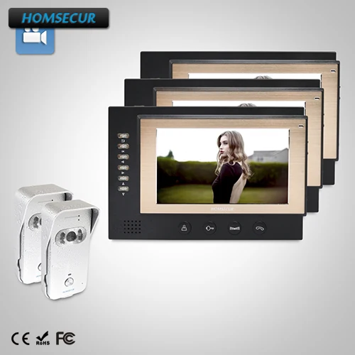 

HOMSECUR 7" Video Door Entry Security Intercom+Intra-monitor Audio Intercom 2C3M :TC021-S Camera(Silver)+TM701R-B Monitor(Black)