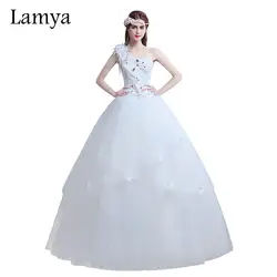 LAMYA плюс размеры одно плечо Цветок Винтаж свадебное платье 2019 vestido de noiva модные дешевые индивидуальные свадебные платья