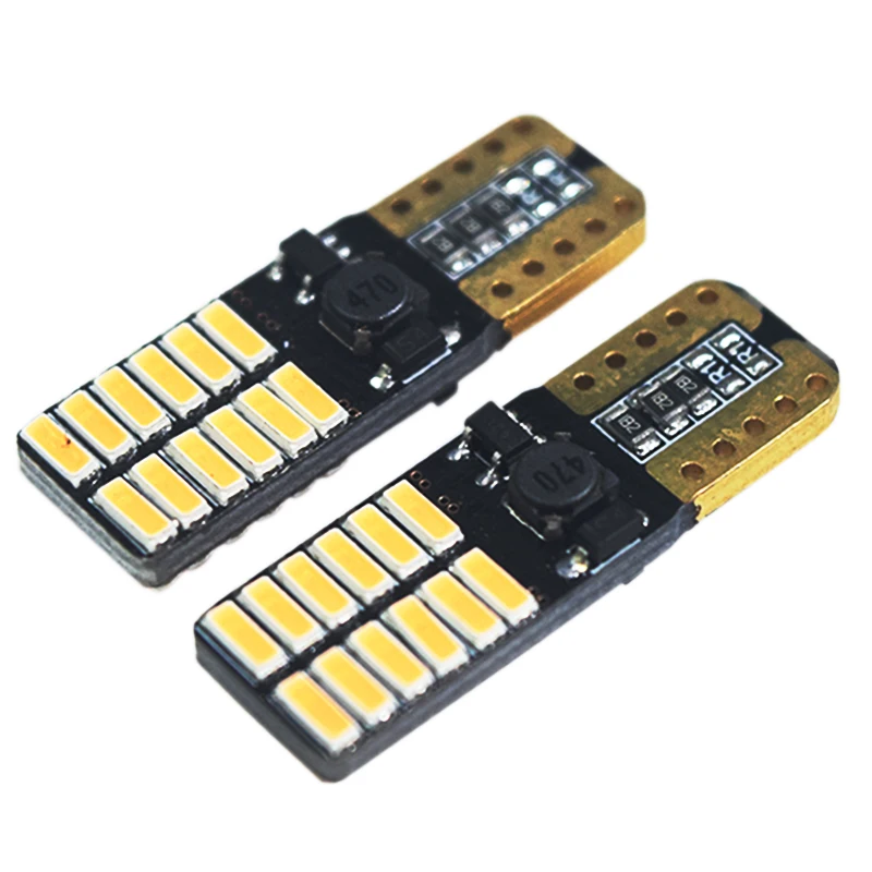 Светодиодный T10 лампы 100 шт. w5w Canbus 24SMD 3014 для автомобильных парковочных мест