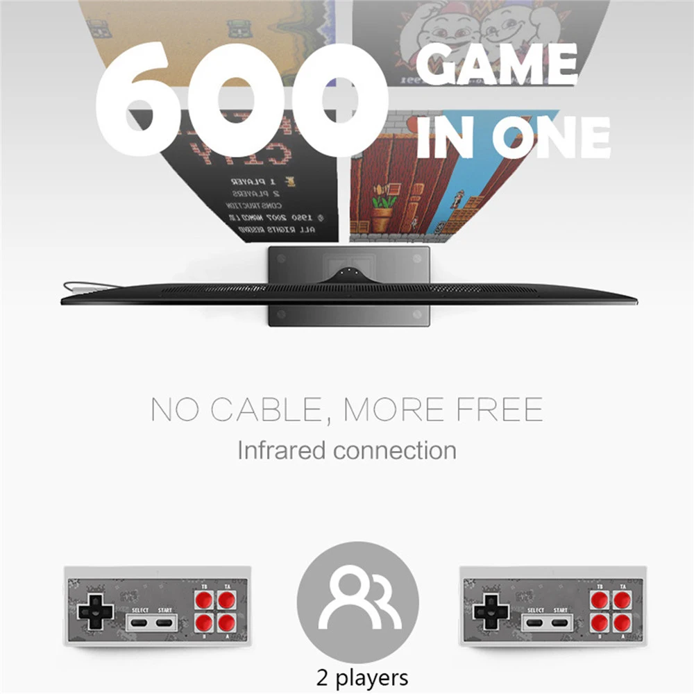Видео ТВ игровая консоль 8 бит встроенный 600 классические ретро игры мини беспроводной портативный контроллер двойной ручной геймпад AV выход