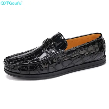 

QYFCIOUFU 2019 Genuine Leather Men Casual Shoes Luxury Brand Mens Loafers Breathable Driving Shoes Slip On Comfy Moccasins