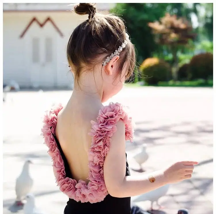 

Infant Kids Baby Girls Swimsuits Solid Flower Backless Swimwear Bathing Suits Fashion One Piece Bikini Wholesale Drop Shipping