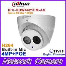 Original dahua 4MP IPC-HDW4421EM-AS HD WDR Network IR Dome Camera IPC-HDW4421EM-AS mic built in SD card solt DH-IPC-HDW4421EM