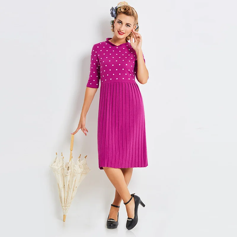 

Sisjuly Autumn Women Purple Patchwork Bodycon Dresses Pullover Mid Calf Straight Party Dress Half Sleeve O Neck Vintage Dresses