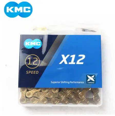 Sale new KMC X12 12 speed 126L MTB Mountain Bike Bicycle Chain 12s Golden Chain with Magic Knob for Bicycle Parts with Original box 1