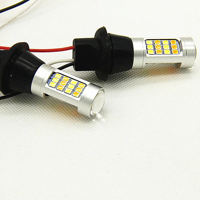 Dianshi 2 шт. T20 7440 2835 42SMD 20 Вт Автомобильный светодиодный DRL Дневной ходовой светильник двухцветная лампа поворотного сигнала