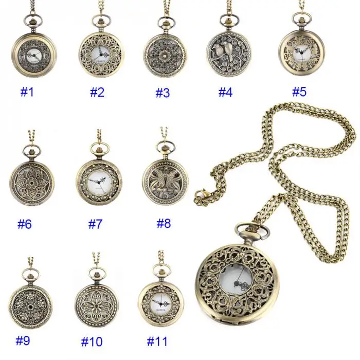 Винтажный стимпанк полый цветок кварцевые карманные часы ожерелье подвеска цепочка часы подарки GDD99