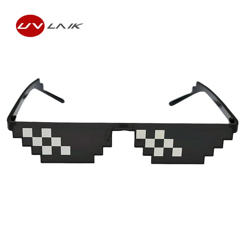 

UVLAIK DEAL WITH IT Glasses Mosaic Sun Glasses Minecraft Thug Life Sunglasses Women Men Around the World