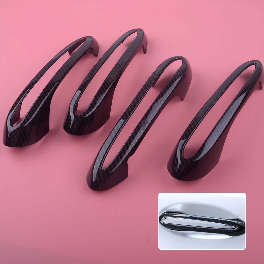 

DWCX 4pcs Carbon Fiber ABS Car Exterior Side Door Handle Cover Trim Molding Decoration Fit For BMW 5 Series G30 2018